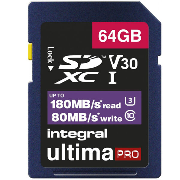 INTEGRAL SD 64 GB CLASSE 10 180/80MB - V30