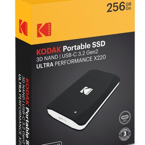 KODAK EXTERNAL SSD 256GB 3D NAND X200 USB-C 3.2 GEN2 PORTABLE