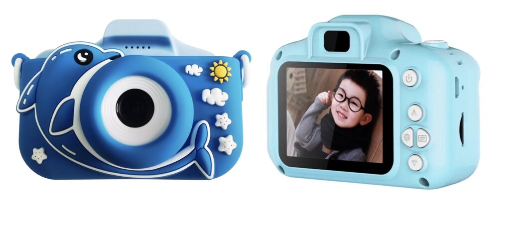 ASAKY KIDS PHOTO CAMERA DIGITAL BUBBLE MICRO SD 2"IPS HD SCREEN BLUE + COVER DELFINO