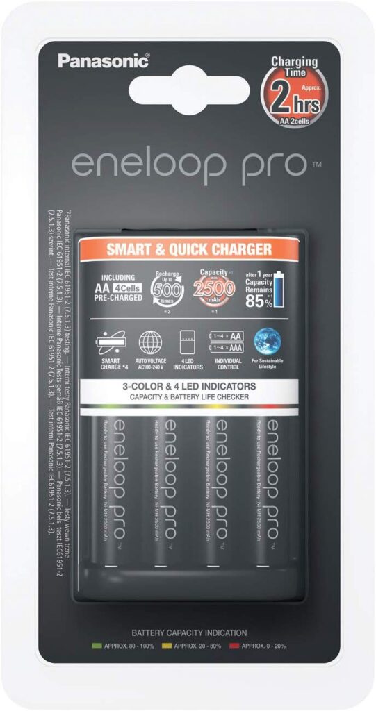 PANASONIC CARICA BATTERIA ENELOOP BQ-CC55 + 4 STILO 2500 MAH