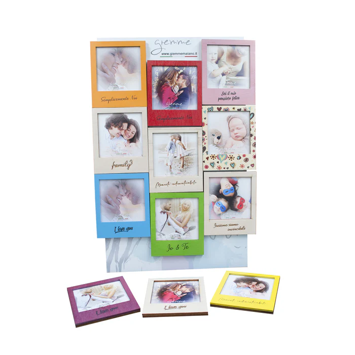 KIT ESPOSITORE PORTAFOTO 7,5X7,5 (ESTERNO 8,5X11) CALMITA 24 PZ + ESPOSITORE