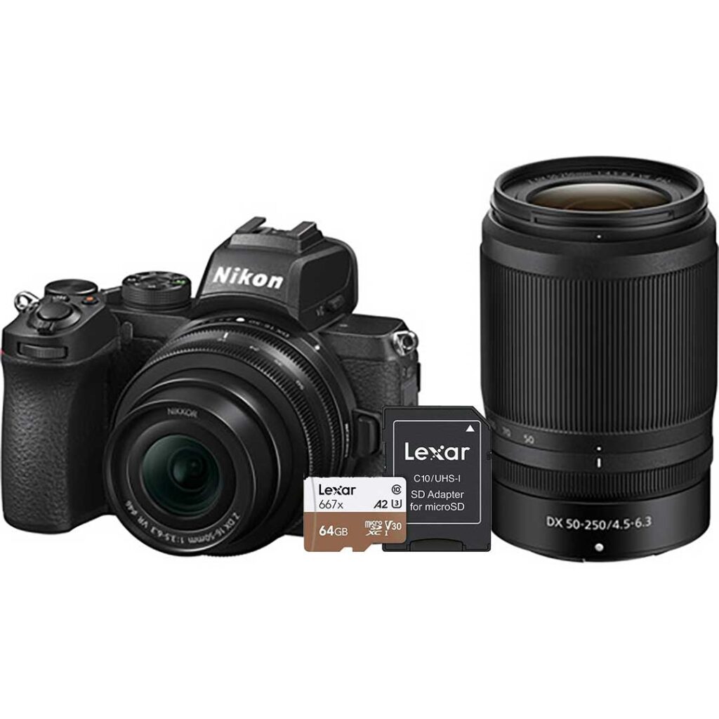 NIKON Z50 + NIKKOR Z DX 16-50 VR + 50-250 VR + SD 64GB 667x Pro Lexar