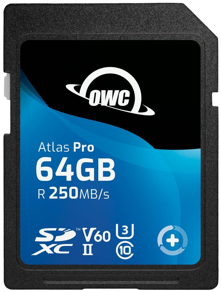 OWC SDV60P0064 64GB ATLAS PRO SDXC UHS-II V60 MEDIA CARD - R250 MB/S W130MB/S