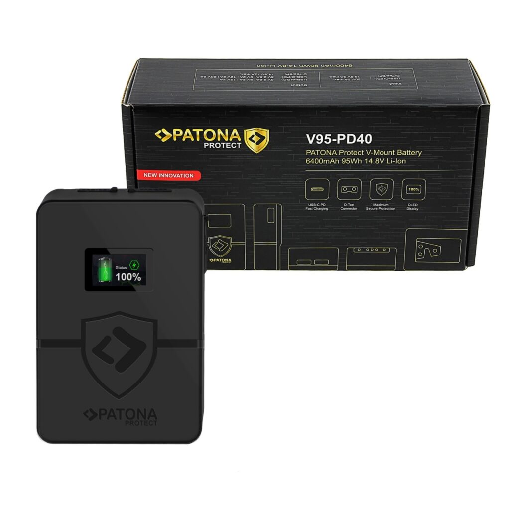 PATONA PROTECT V-MOUNT BATTERY V95-PD40 F. BP-95W PD40W USB-C INPUT OLED-DISPLAY 95WH