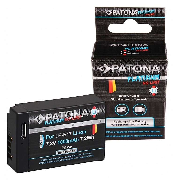 PATONA PLATINUM BATTERY WITH USB-C INPUT F. CANON LP-E17 EOS RP 77D 200D 750D 760D 8000D KISS X8I M3