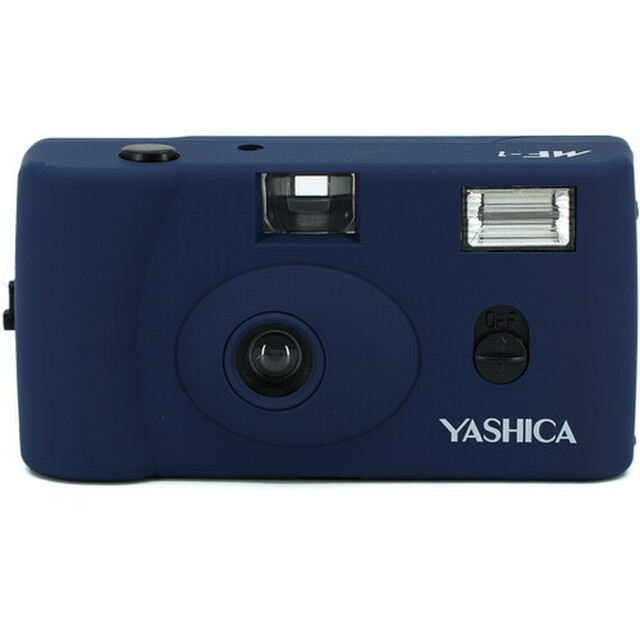 YASHICA MF-1 FOTOCAMERA A PELLICOLA DARK BLU + PELLICOLA 400/24 POSE