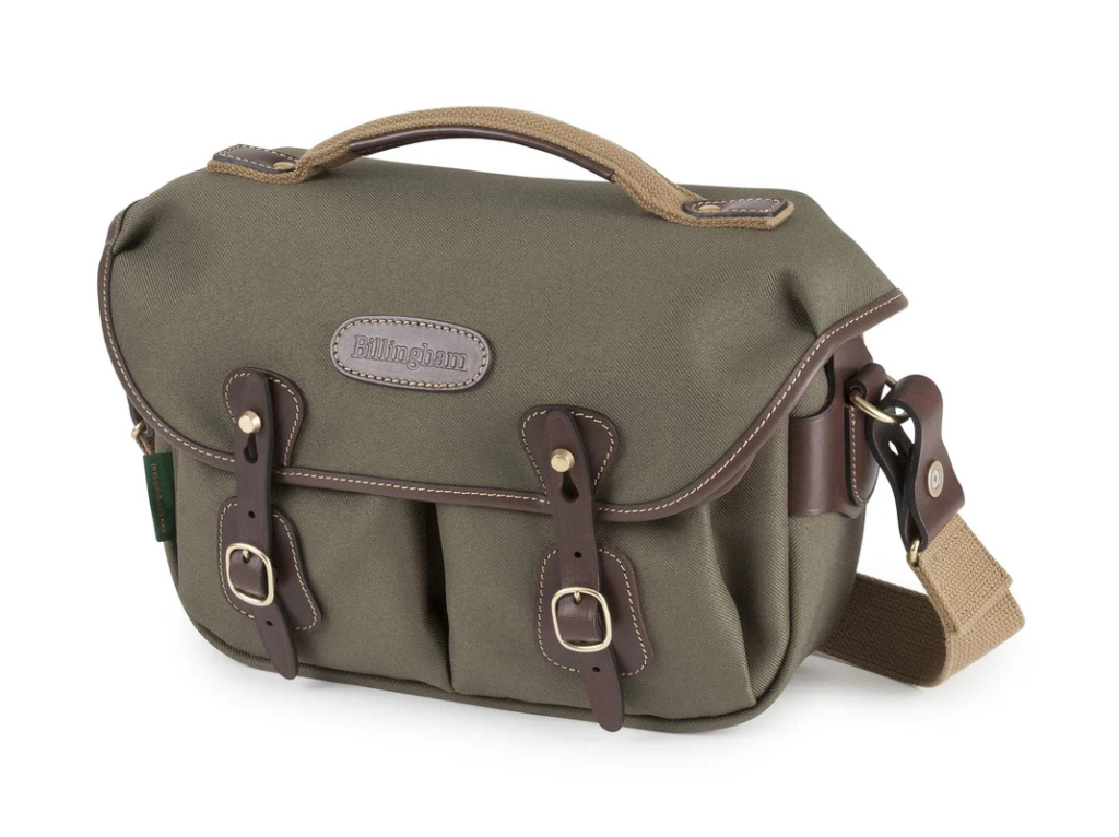 Billingham Borsa Hadley Small Pro FibreNyte Verde Salvia/Bordi Cuoio cioccolato + finiture ottone