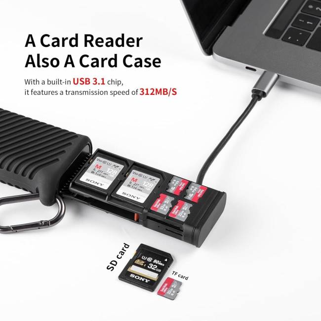 PGYTECH GM-163 LETTORE E WALLET PER MEMORY CARD NERO