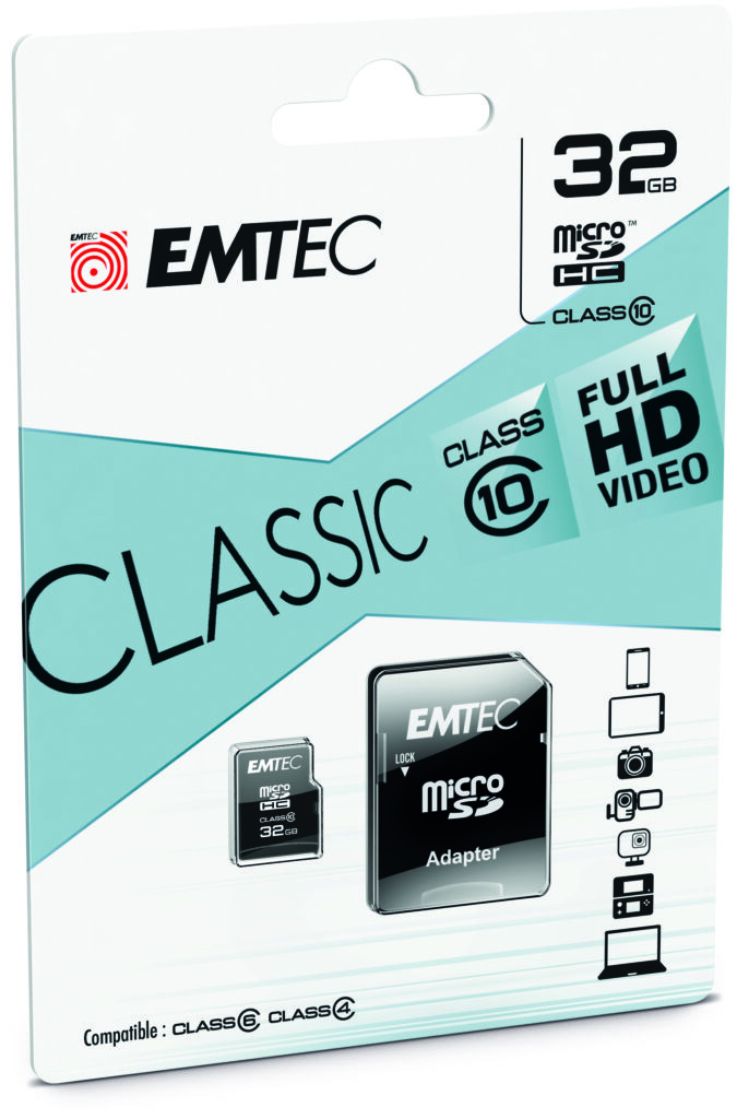 EMTEC MICRO SD HC 32GB CL.10 CLASSIC 20Mb/12Mb CON ADATTATORE