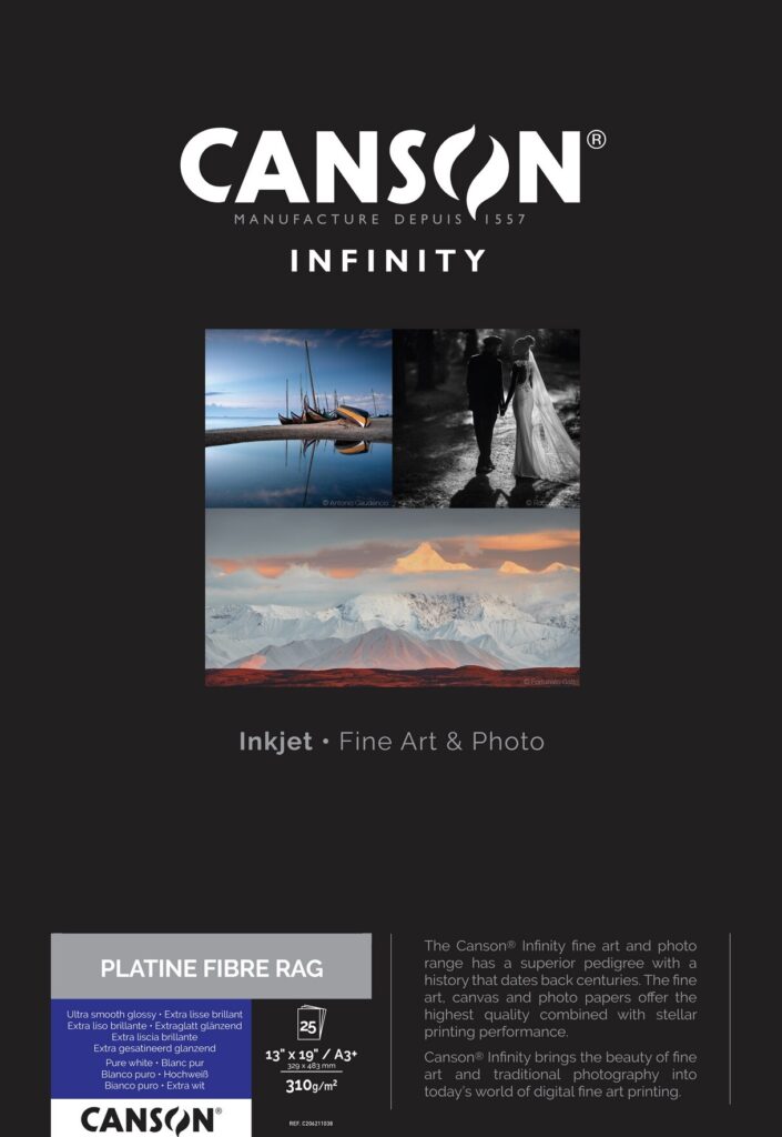 CANSON INFINITY PLATINE FIBRE RAG A3+ 25F 310GR