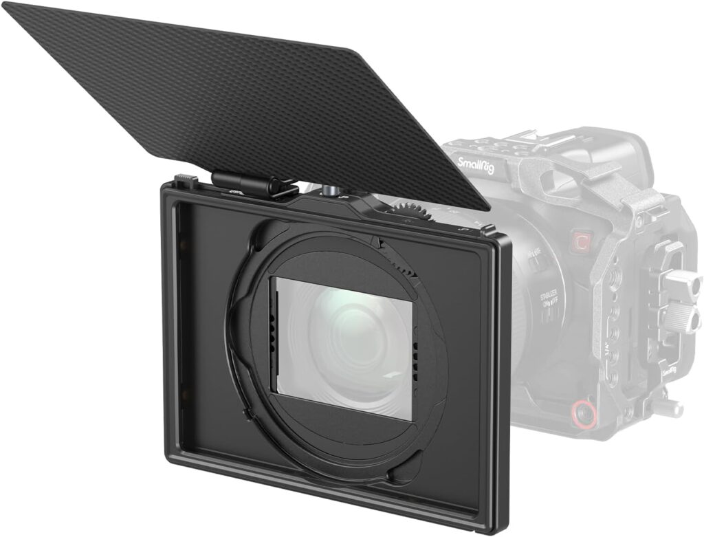 SmallRig Matte Box with Adjustable Clamp from 67mm - 82mm, with 4 x 5.65 Filter Frame Top Flag 4409