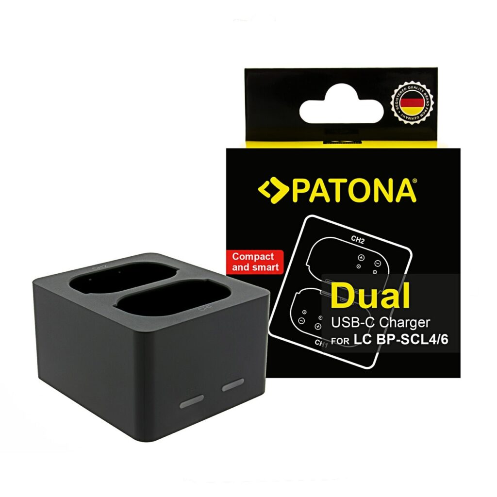 PATONA DUAL CHARGER FOR LEICA Q3 Q4 BP-SCL4 AND BP-SCL6 INCL. USB-C CABLE