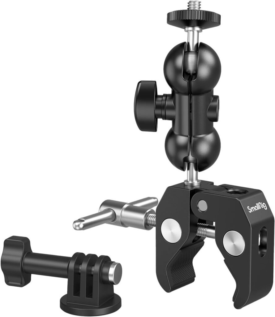 SMALLRIG Camera Cool Ballhead Super Morsetto Mount con Mini Braccio Magico e Mount per Action 1138B