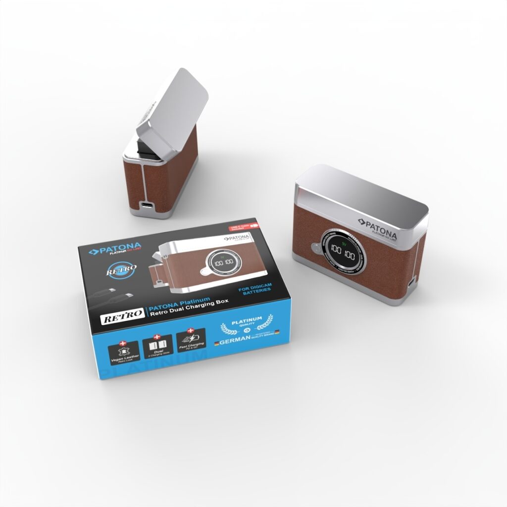 PATONA PLATINUM RETRO CARICABATTERIE DOPPIO CON CAVO USB-C PER SONY NP-FW50