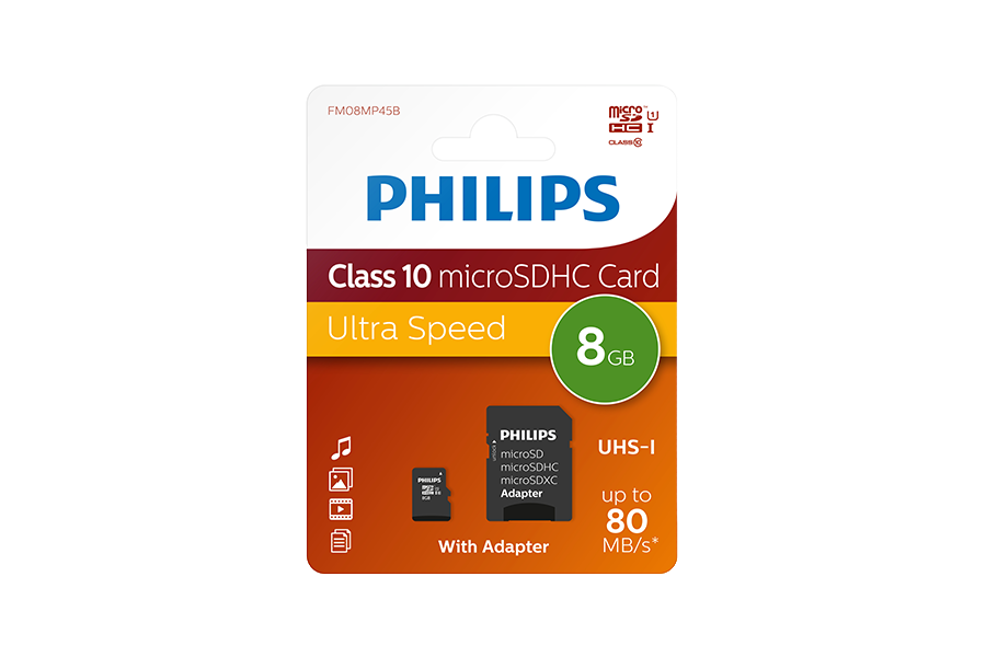 PHILIPS MICRO SDHC 8GB CL.10 CON ADATTATORE