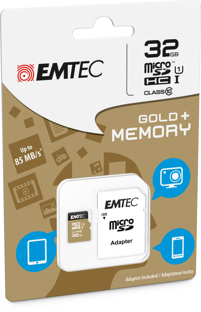 EMTEC MICRO SDHC 32GB CL.10 GOLD PLUS 85Mb/24Mb U1 CON ADATTATORE