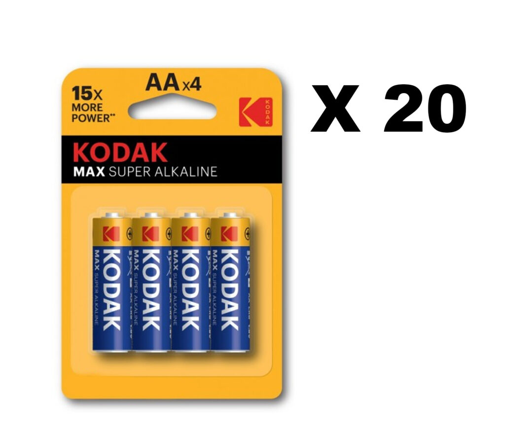 BATTERIE KODAK MAX ALKALINE AA, STILO (1 CONFEZIONE CONTIENE 20 BLISTER, 80 BATTERIE)
