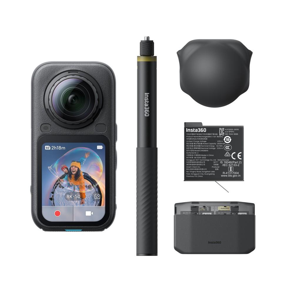 Insta360 X6 Essentials Bundle Midnight Black – Action Cam 360° 8K 50fps 120MP