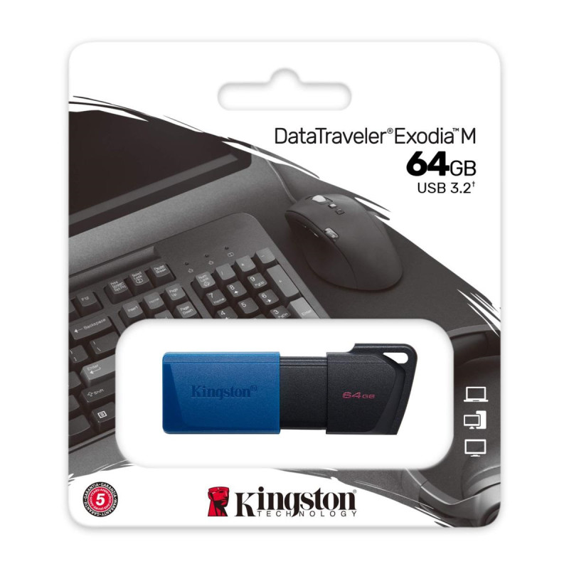Kingston DataTraveler Exodia M 64GB – Chiavetta USB 3.2 Gen 1 Type-A Nero/Blu