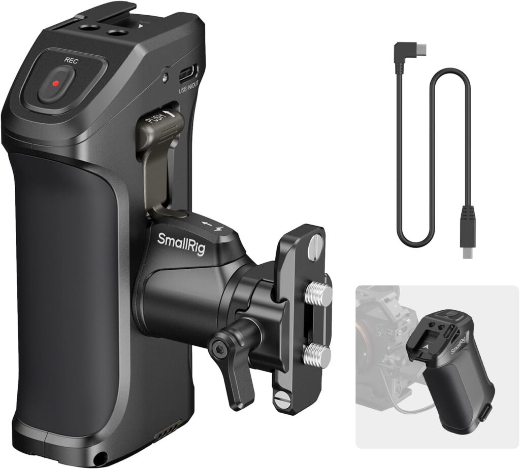 SmallRig 3893 Rotating Side Handle con Trigger REC per Sony – Impugnatura Rotante NATO con USB-C PD