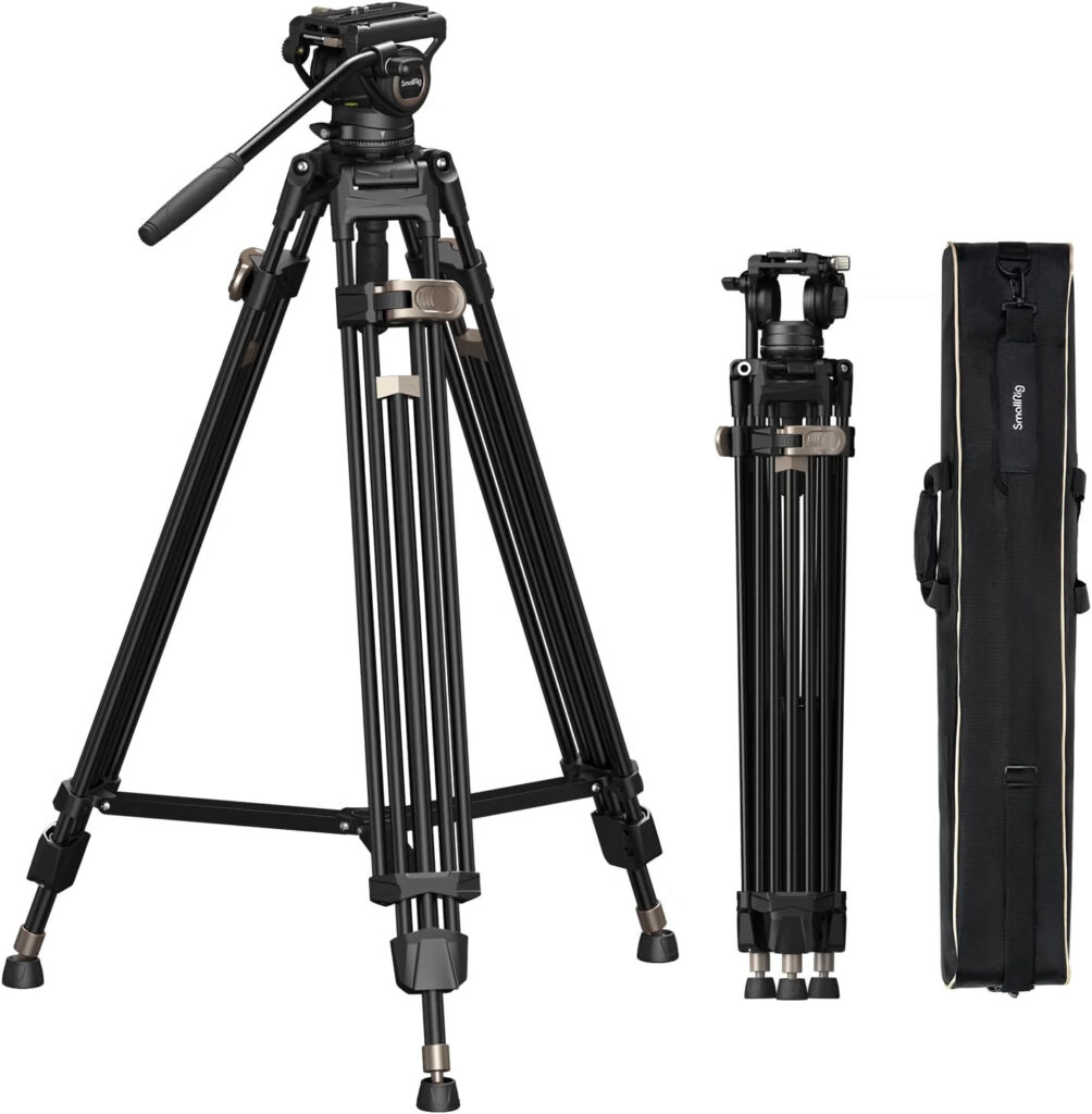 SmallRig 4163 FreeBlazer AD-80 – Treppiede Video Professionale in Alluminio con Testa Fluida 75mm