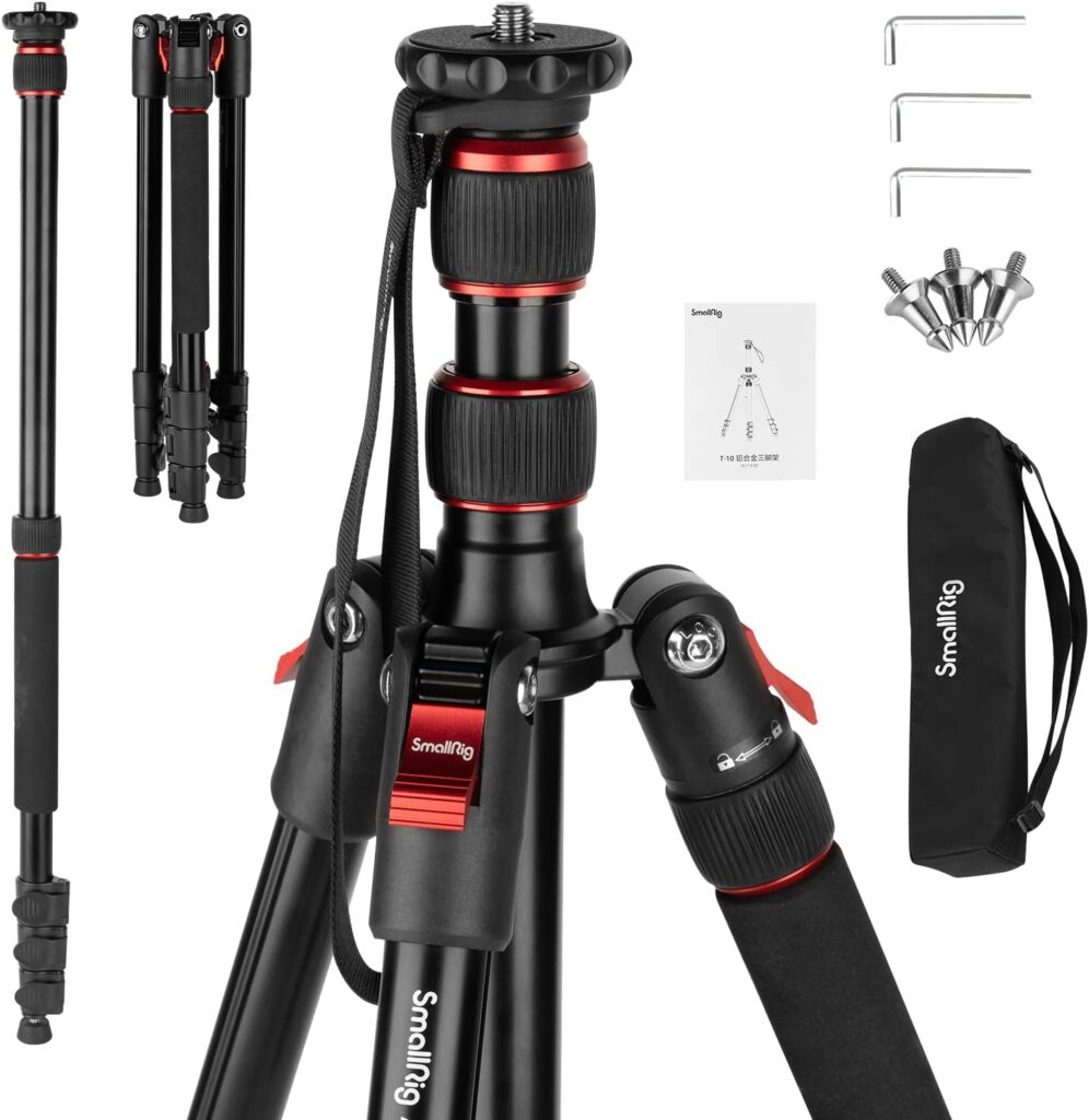 SmallRig T-10 3983 – Treppiede in Alluminio 170cm Convertibile in Monopiede, Portata 15kg