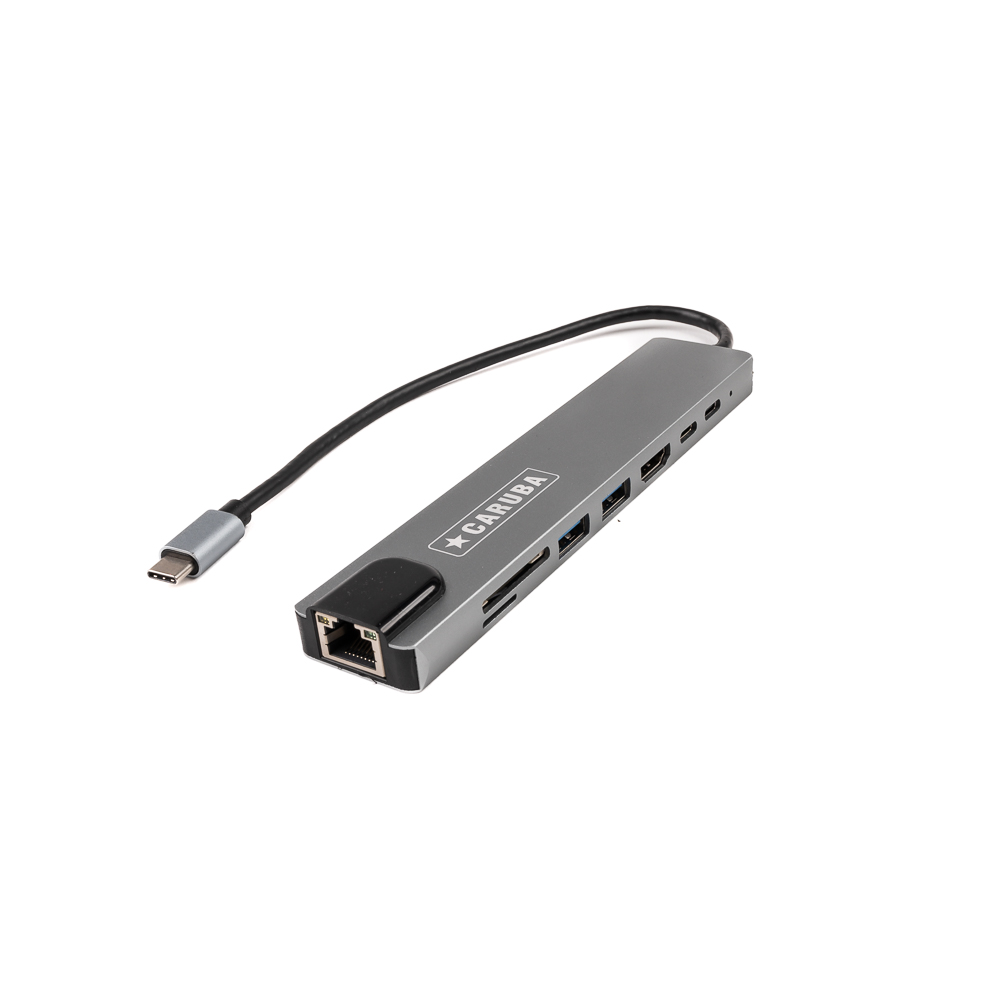 Caruba 8-in-1 USB-C Hub con Ethernet HDMI 4K PD 100W SD/microSD