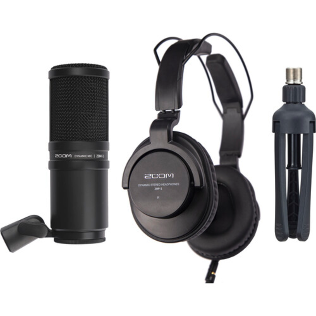 ZOOM ZDM-1PMP Podcast Mic Pack con Microfono ZDM-1, Cuffie ZHP-1 e Supporto