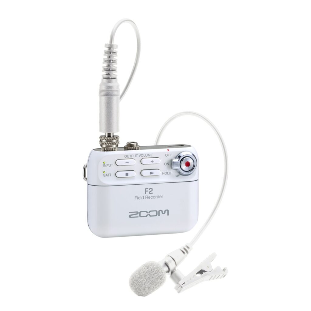 ZOOM F2/W White Field Recorder 32-bit Float con Microfono Lavalier LMF-2